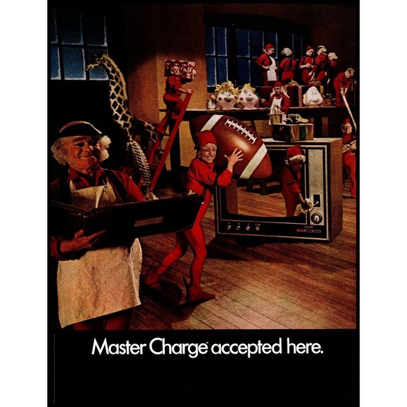 1970 Mastercard Master Charge Santa's Workshop Christmas 2 Page Vintage Print Ad - Picture 2 of 3